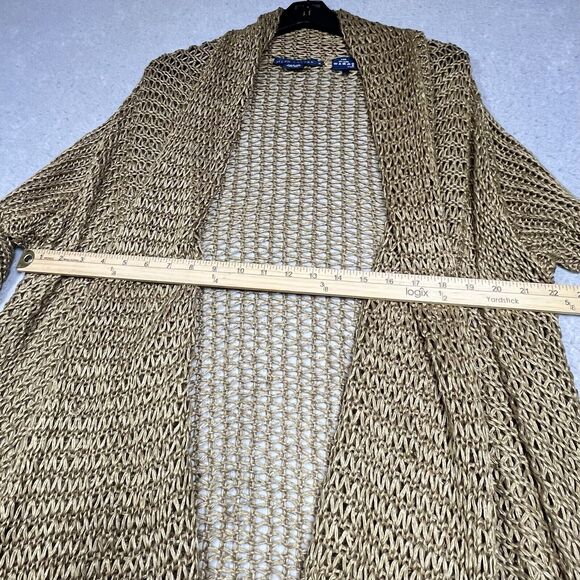 Ralph Lauren Sweater X-Large Brown Linen Open Front Shawl Cardigan Long Line - Picture 9 of 13